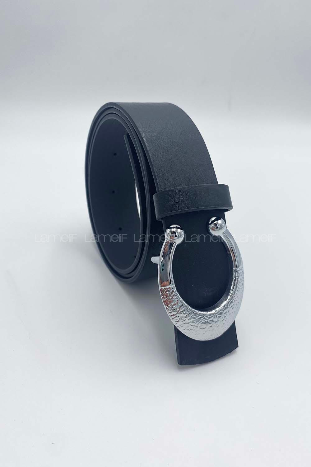 Modalamelif Oval Desenli Kemer Gümüş