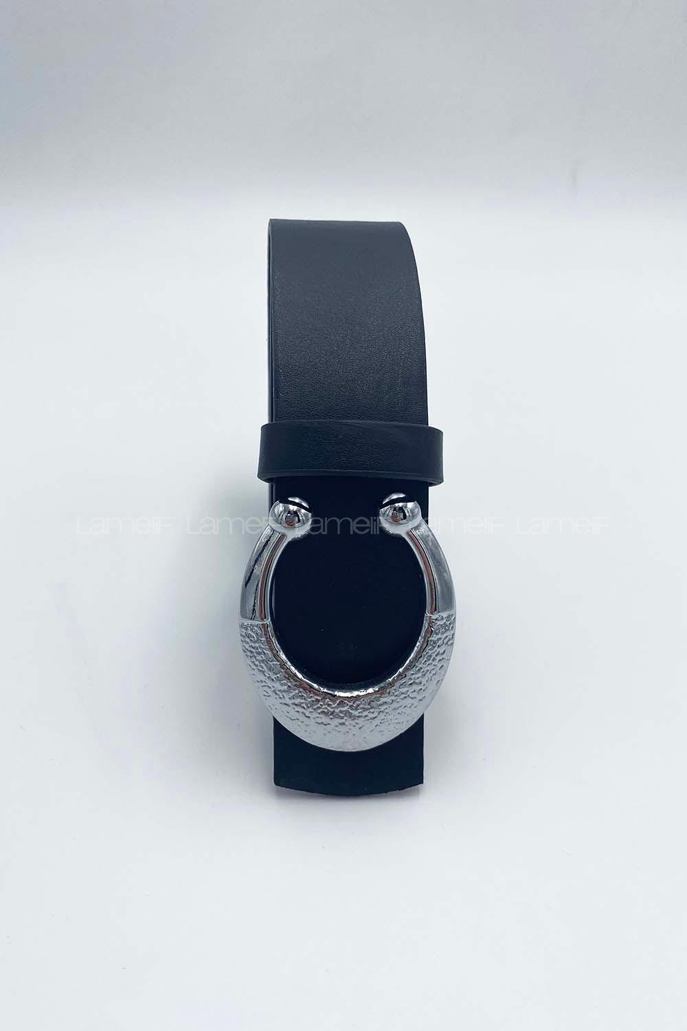 Modalamelif Oval Desenli Kemer Gümüş