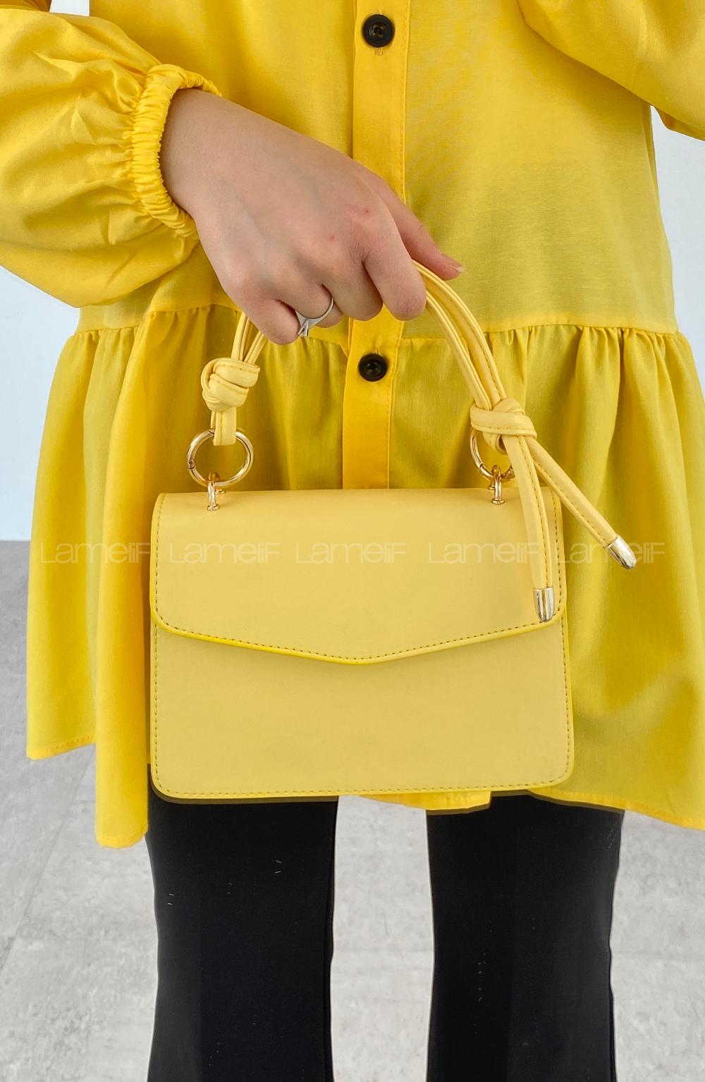Yellow Buckle Skin Hand Bag Arm Bag Bag