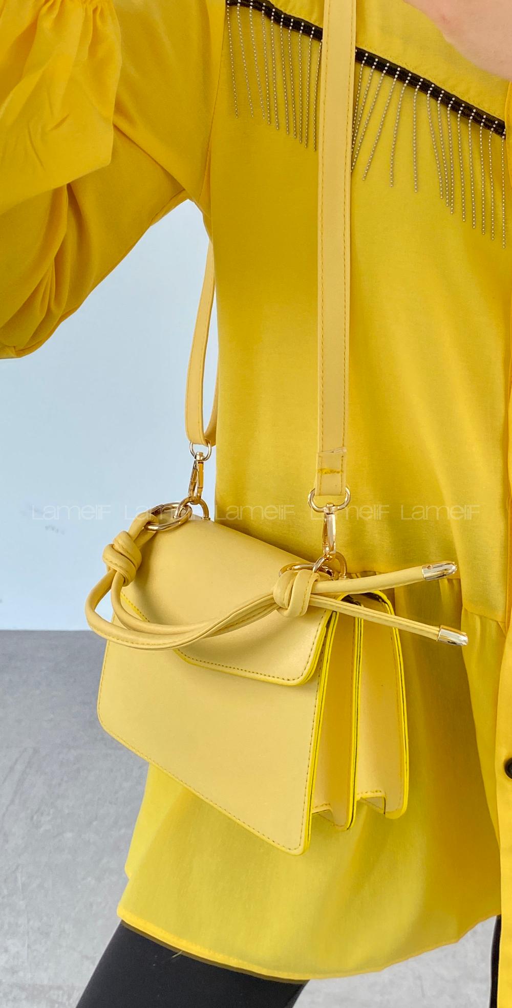 Yellow Buckle Skin Hand Bag Arm Bag Bag