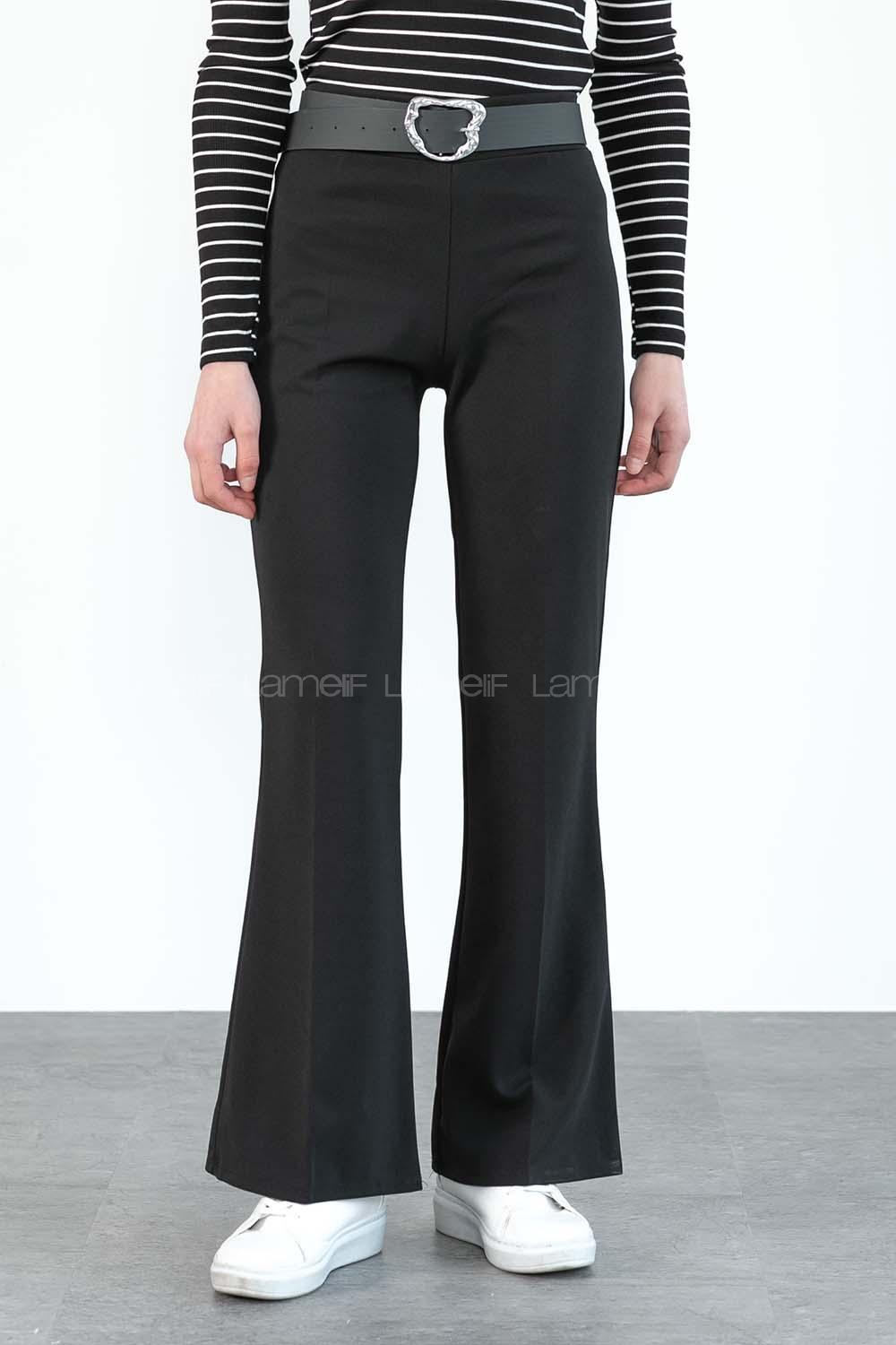 Modalamelif İspanyol Paça  Pantolon Siyah