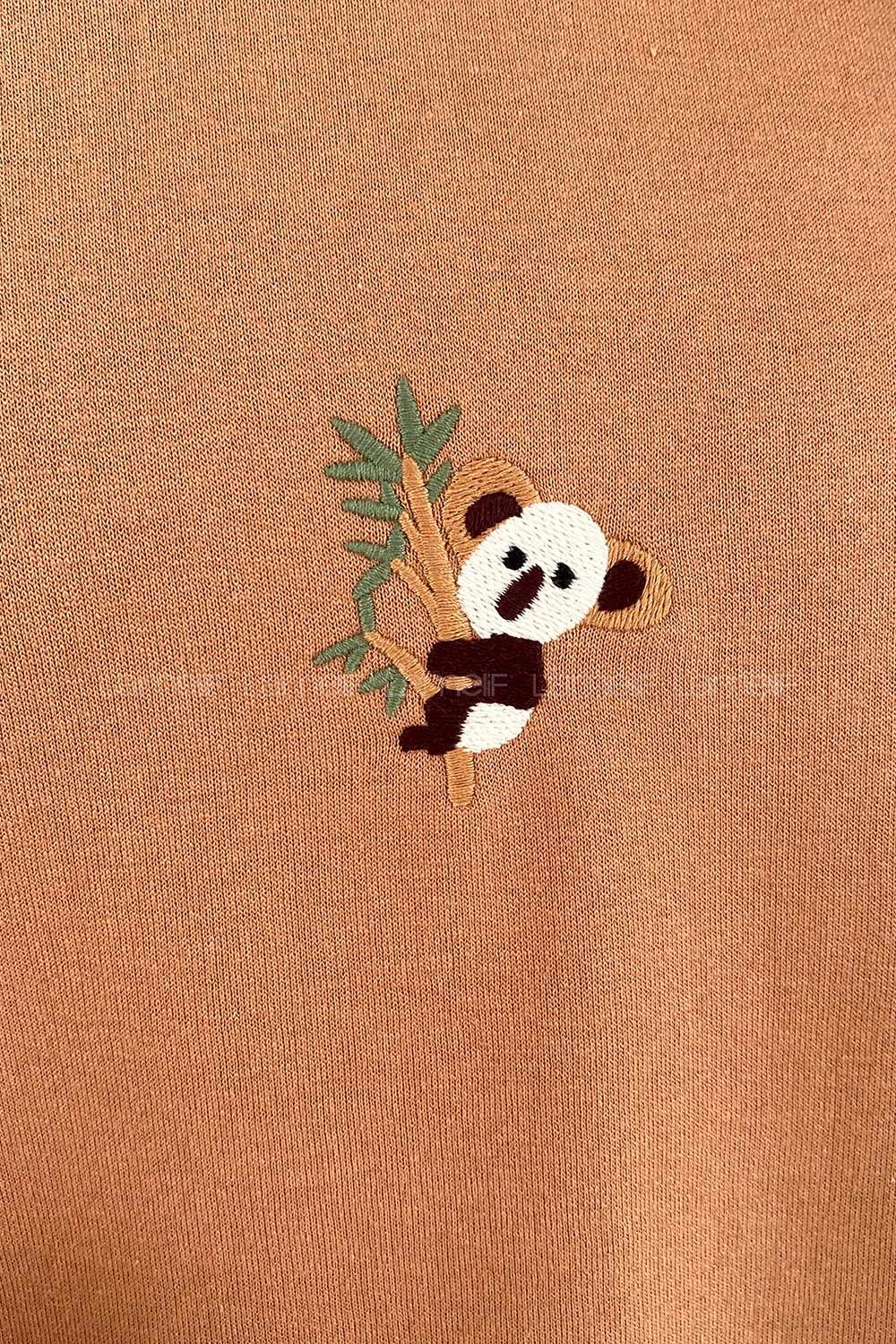 Modalamelif  Koala Nakışlı Kapüşonlu Tunik Camel