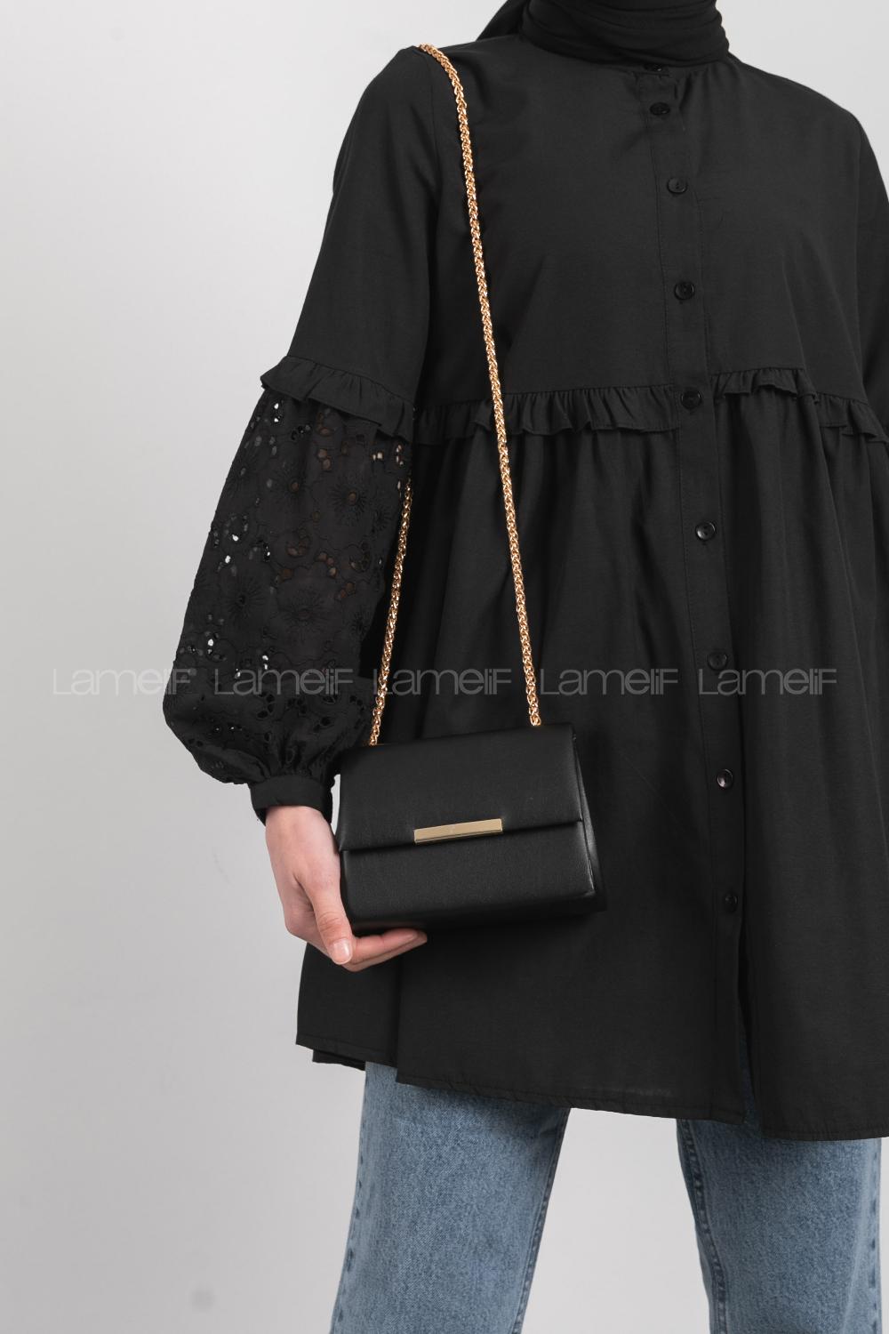 Black Buckle Skin Hand Bag Bag
