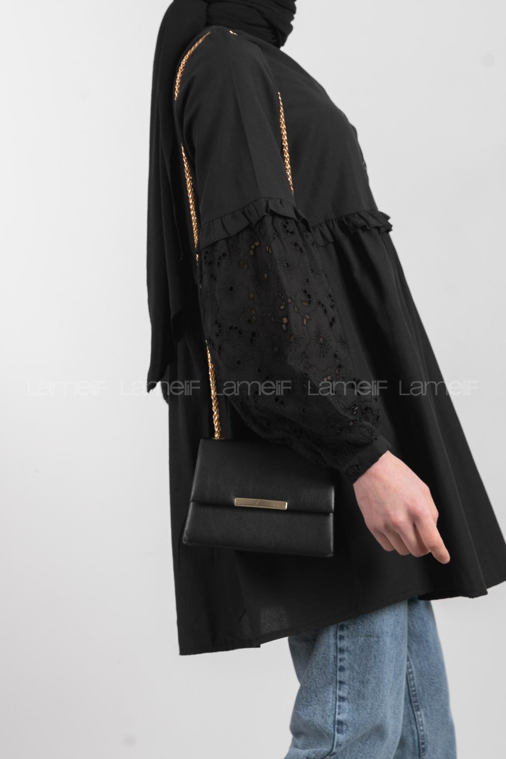 Black Buckle Skin Hand Bag Bag