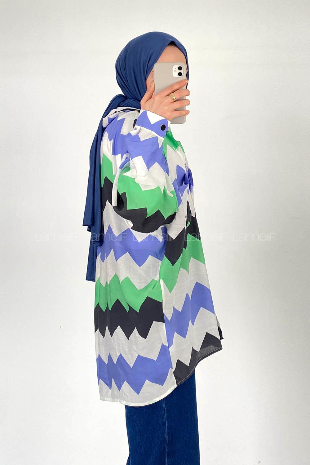 Green Shirt Collar Long Arm Cotton Unprinted Shirt