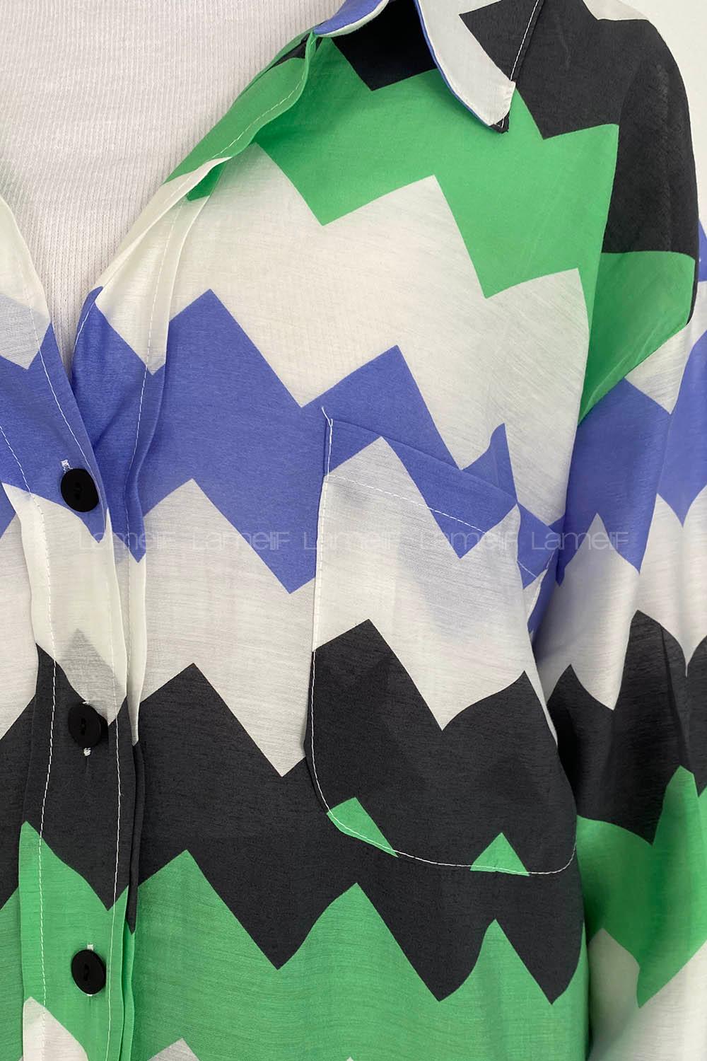 Green Shirt Collar Long Arm Cotton Unprinted Shirt