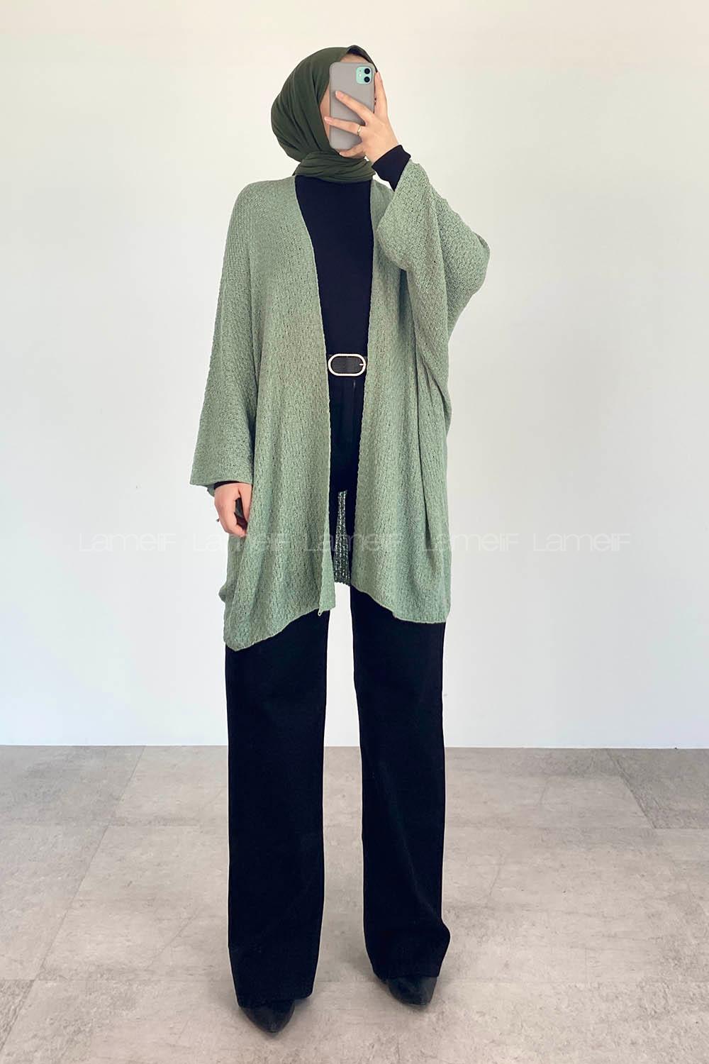 Modalamelif Yarasa Kol Hırka Çağla