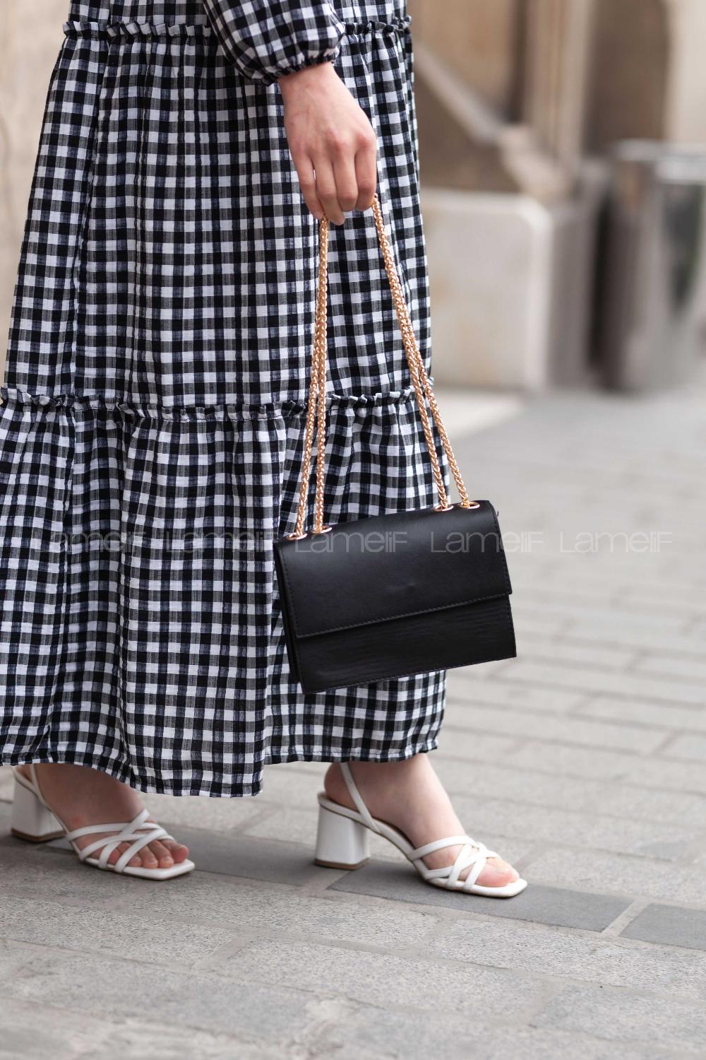 Lamelif Kuşgözü Kapaklı Çanta Siyah