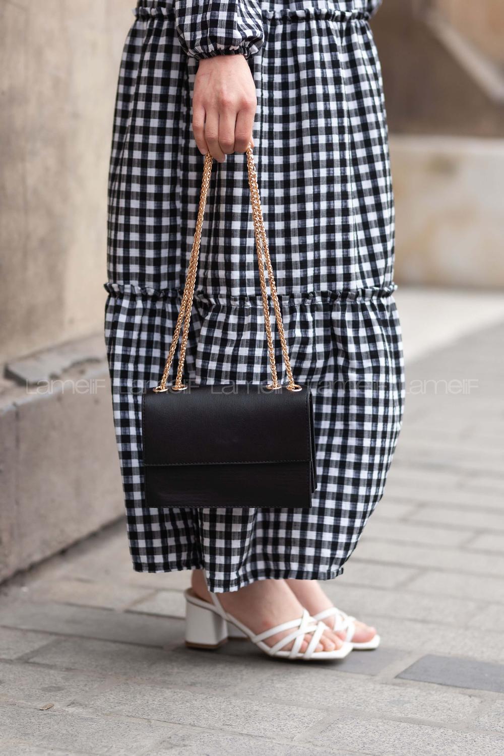 Lamelif Kuşgözü Kapaklı Çanta Siyah