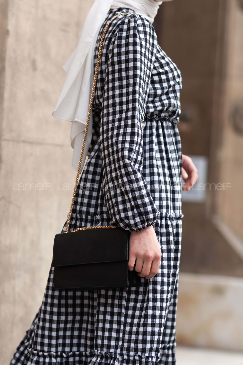 Lamelif Kuşgözü Kapaklı Çanta Siyah