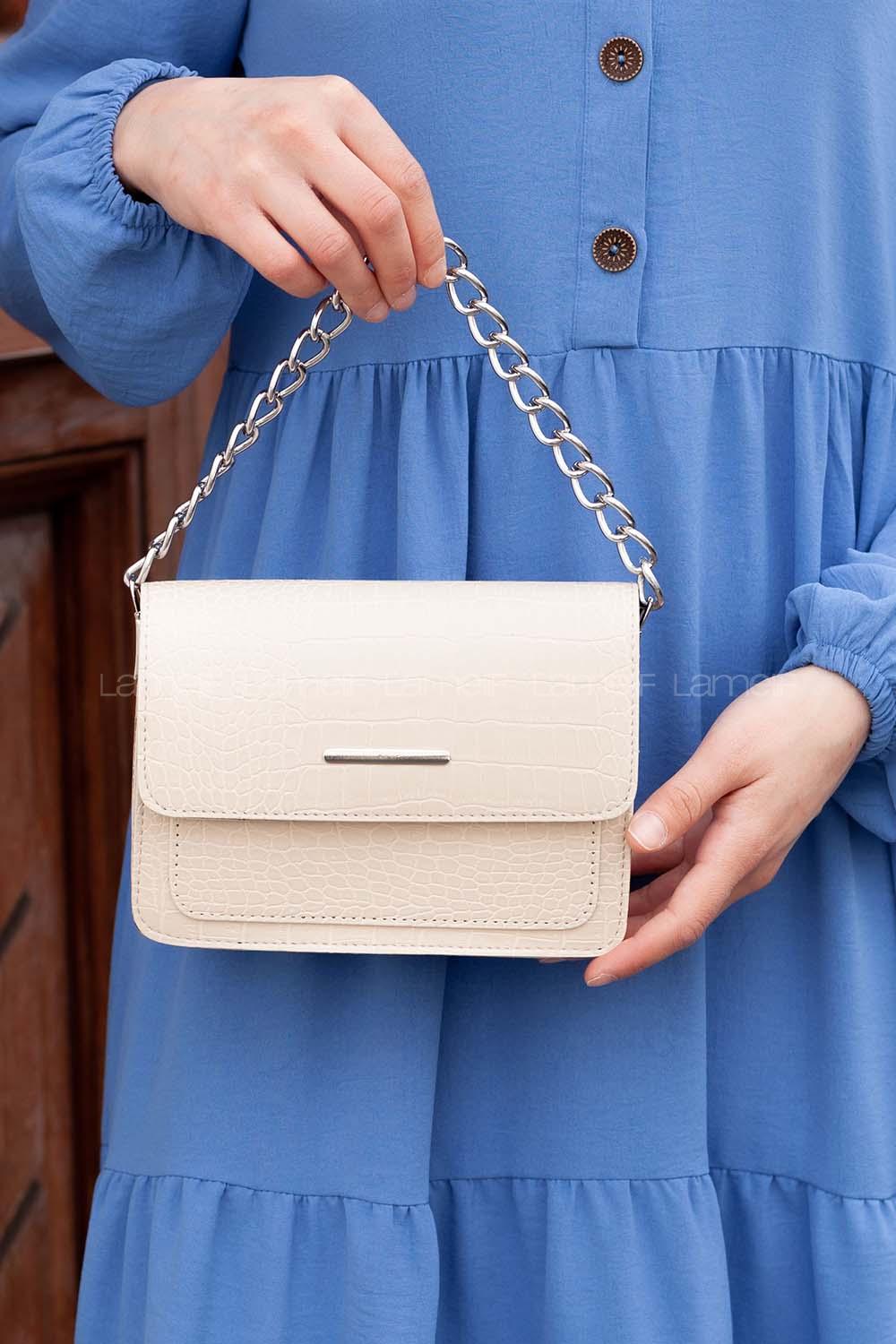 Lamelif Orse Model Aksesuarlı Çanta Krem