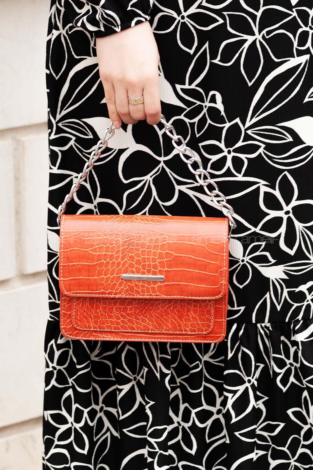 Orange Buckle Skin Hand Bag Bag