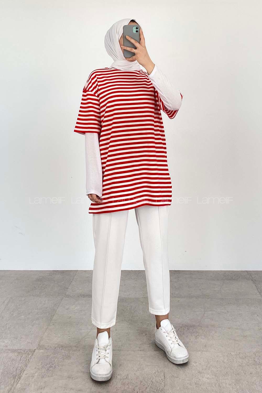 Red Crew Neck Short Arm Cotton Unprinted T-shirt