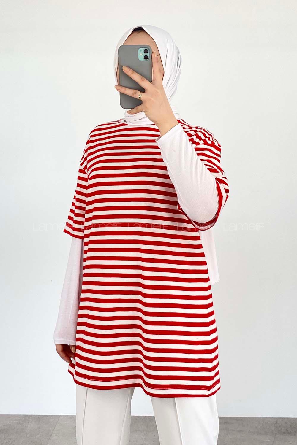 Red Crew Neck Short Arm Cotton Unprinted T-shirt