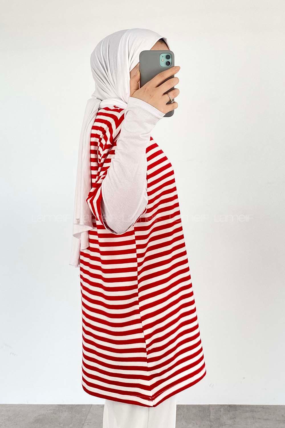 Red Crew Neck Short Arm Cotton Unprinted T-shirt