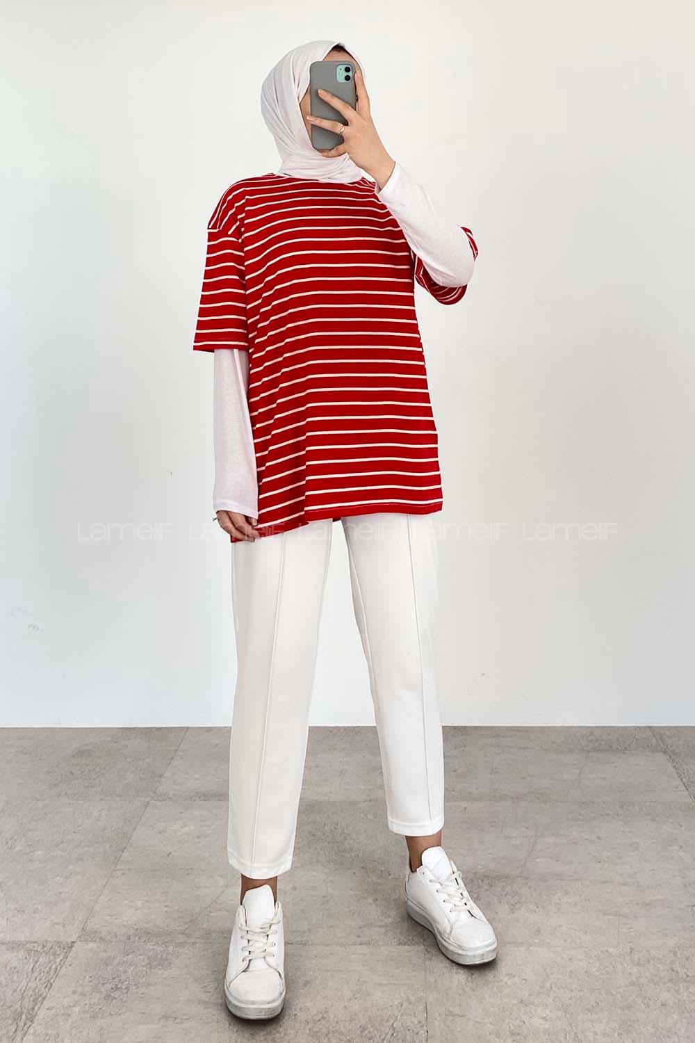 Red Crew Neck Short Arm Cotton Unprinted T-shirt