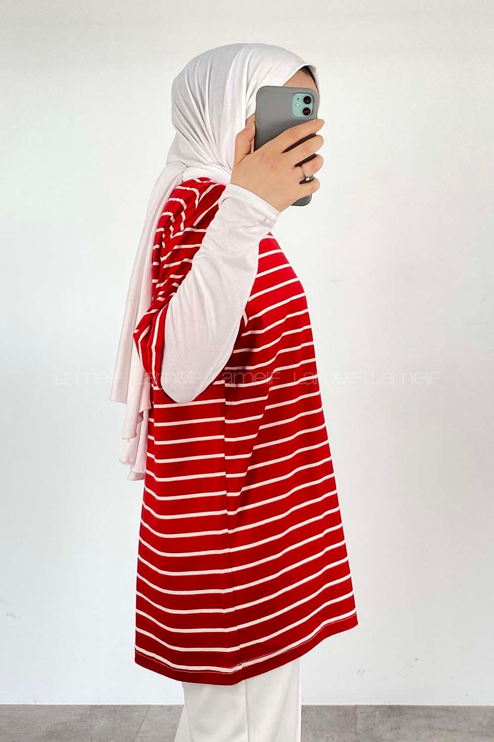 Red Crew Neck Short Arm Cotton Unprinted T-shirt