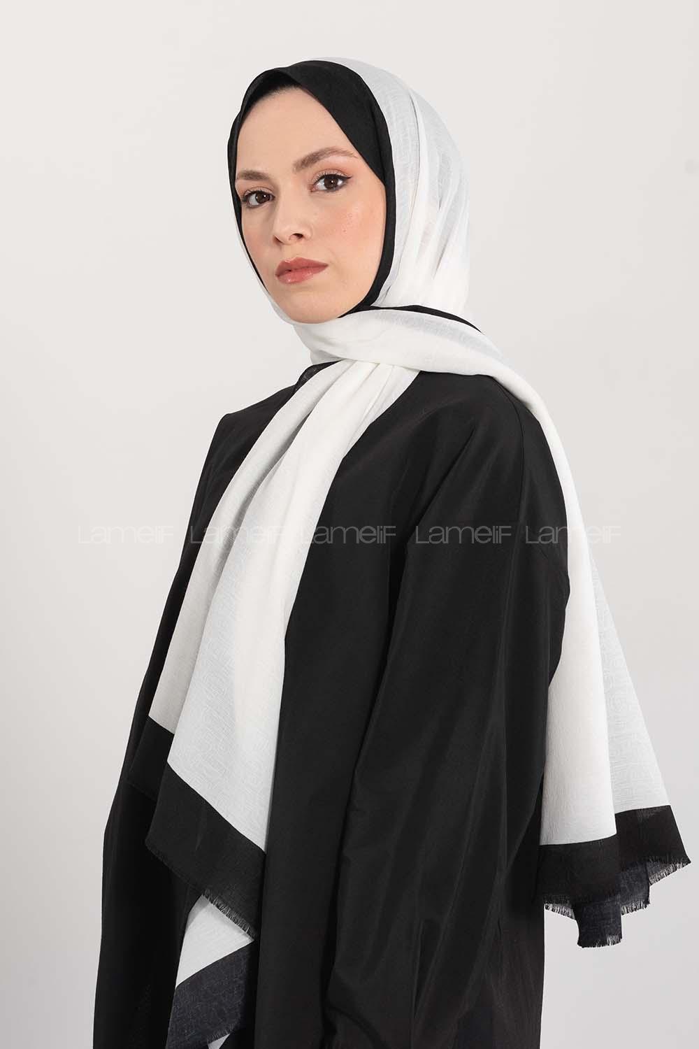 Modalamelif Kırık Beyaz-Siyah Monogram Şal