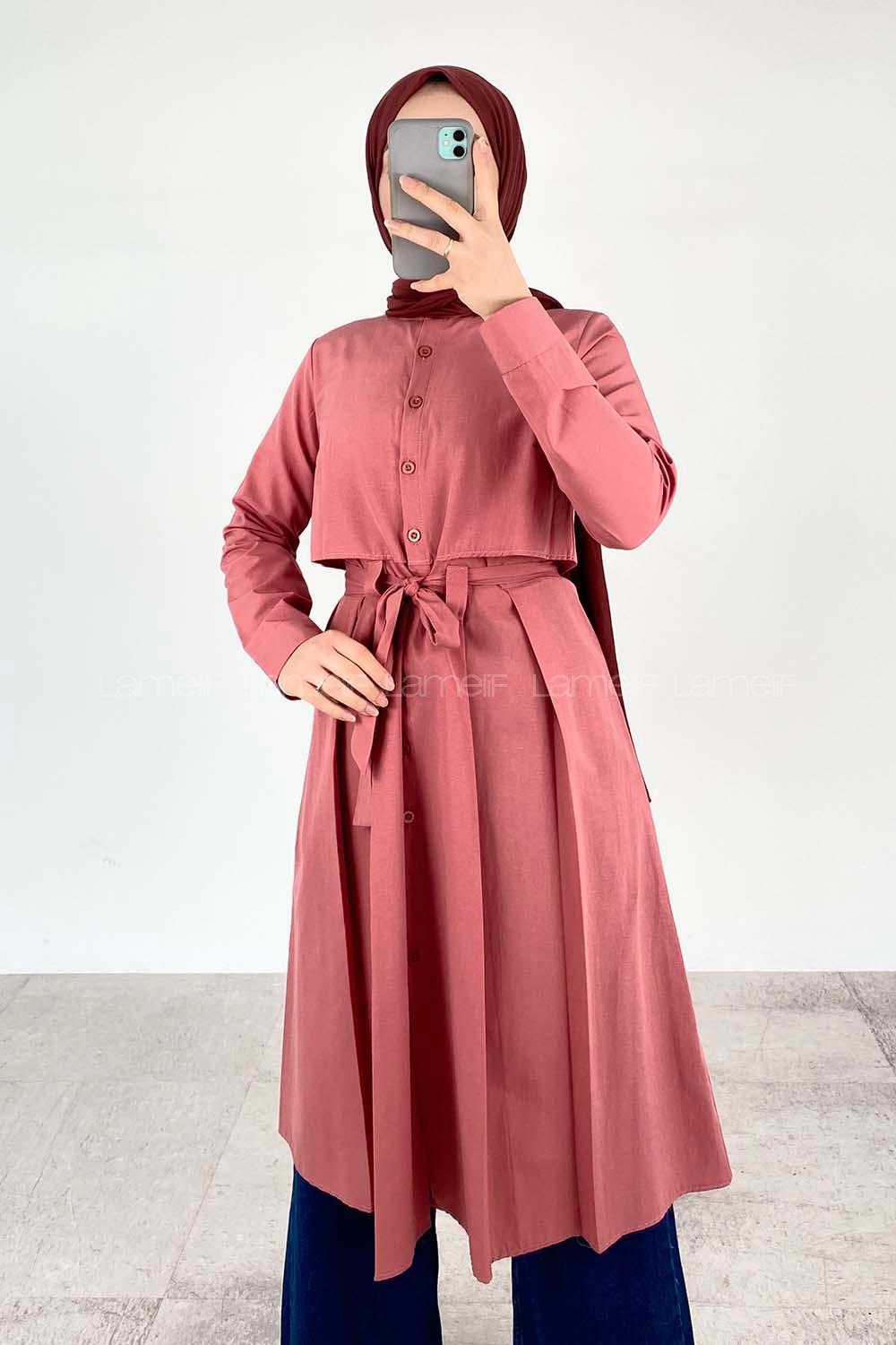 Modalamelif Önü Düğmeli Yazlık Trenç Gül