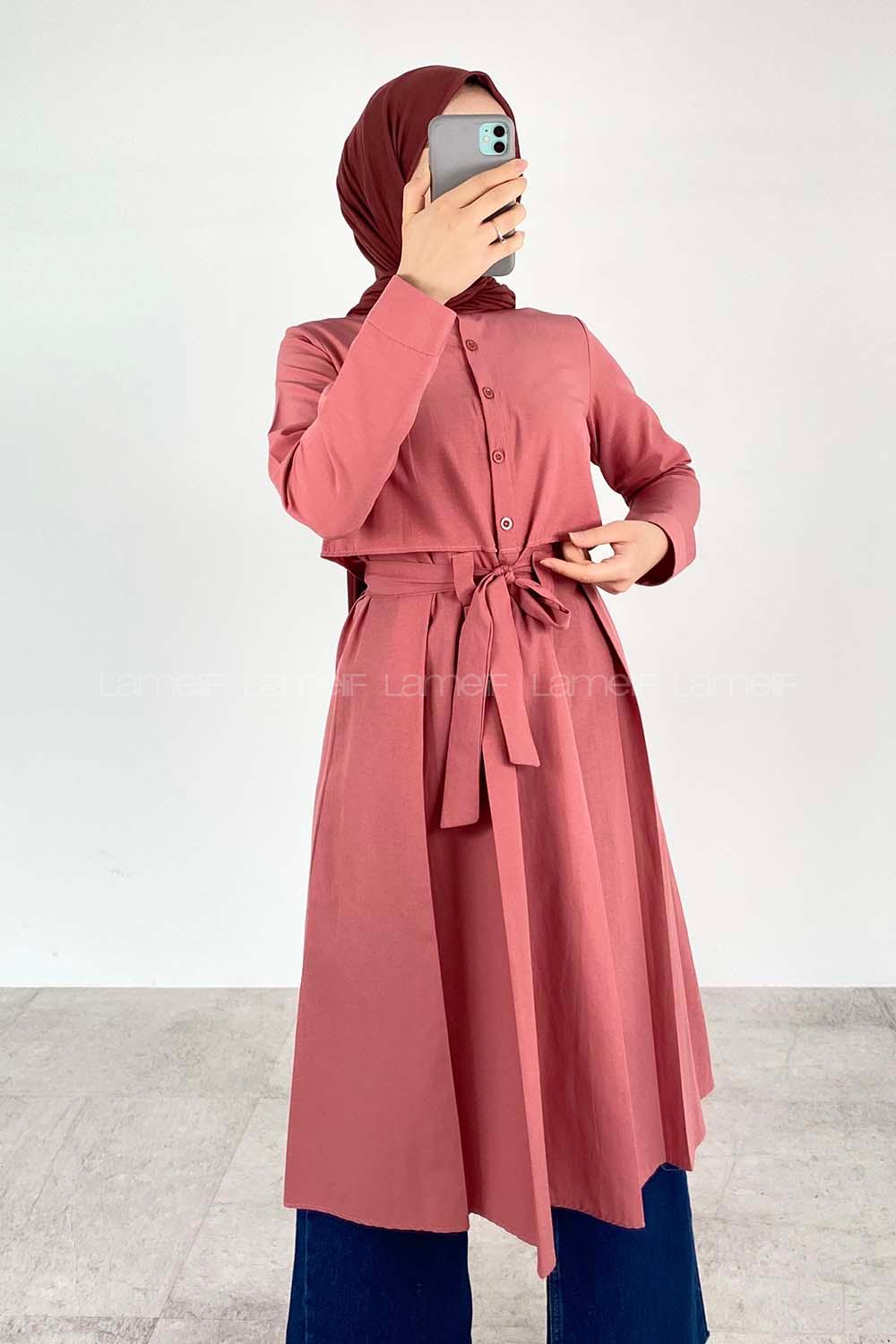 Modalamelif Önü Düğmeli Yazlık Trenç Gül