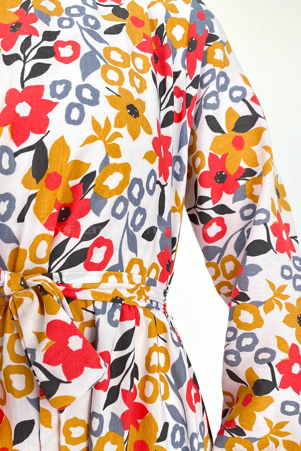 Red Crew Neck Cotton Printed Dresess