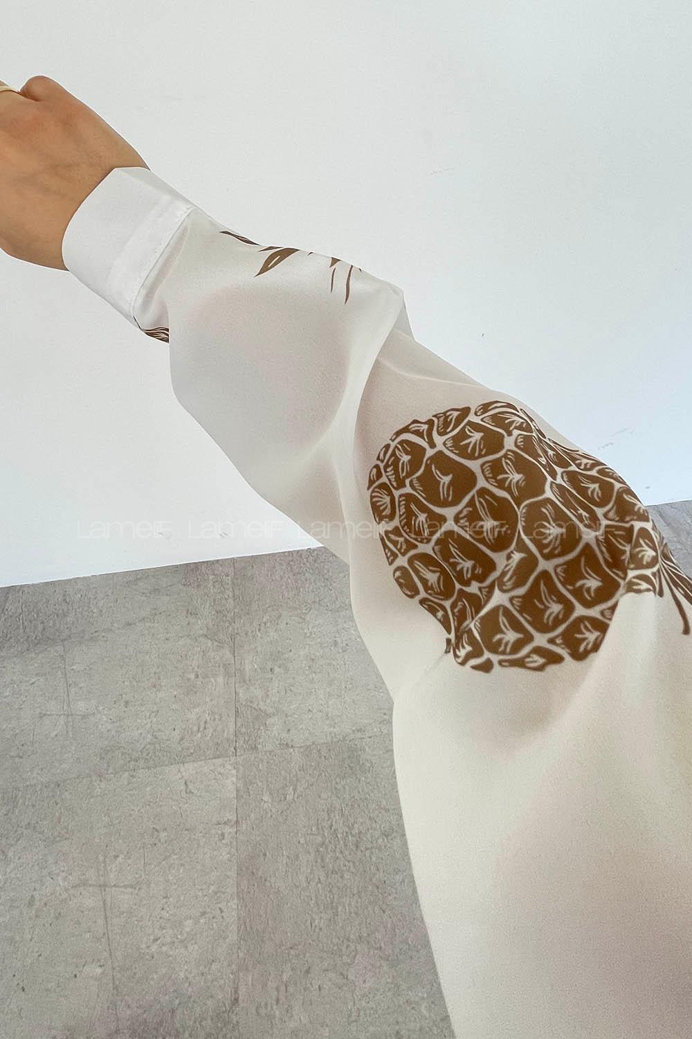 Modalamelif Ananas Desen Gömlek Vizon