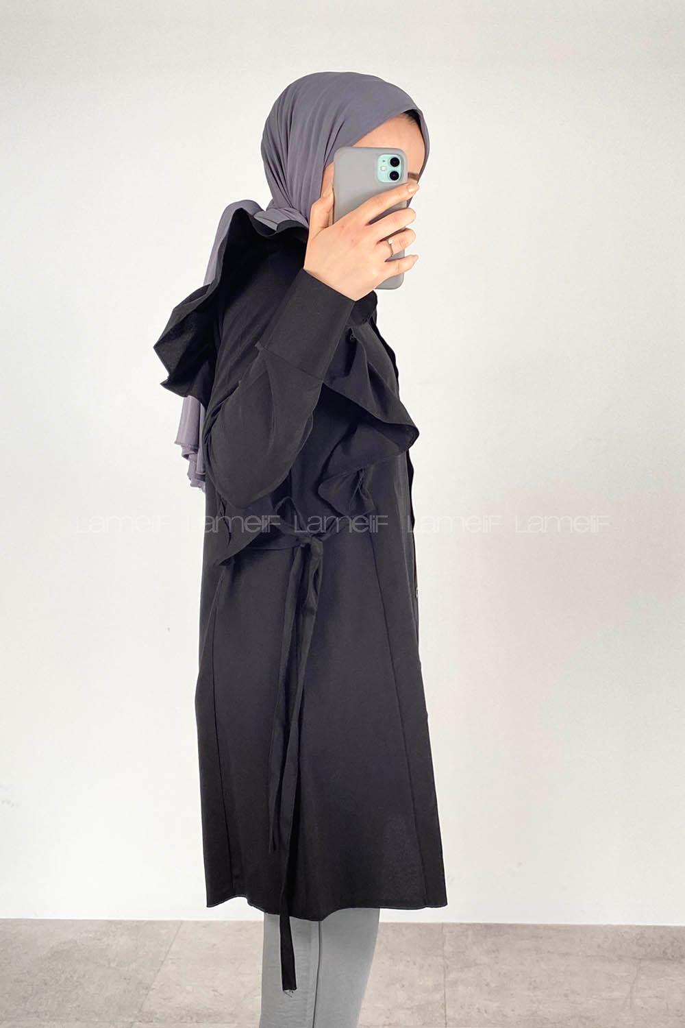 Black Shirt Collar Long Arm Unprinted Shirt