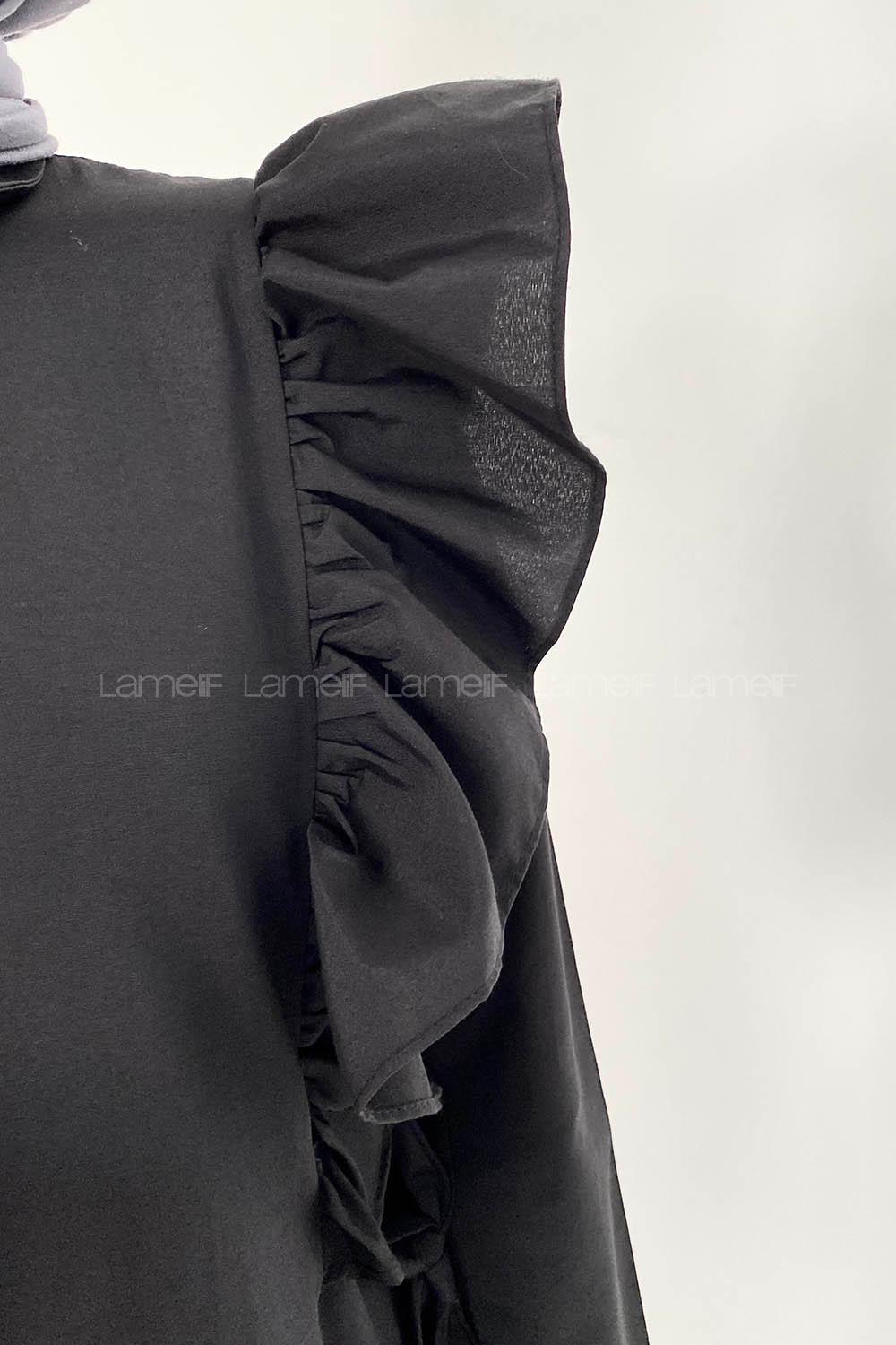 Black Shirt Collar Long Arm Unprinted Shirt