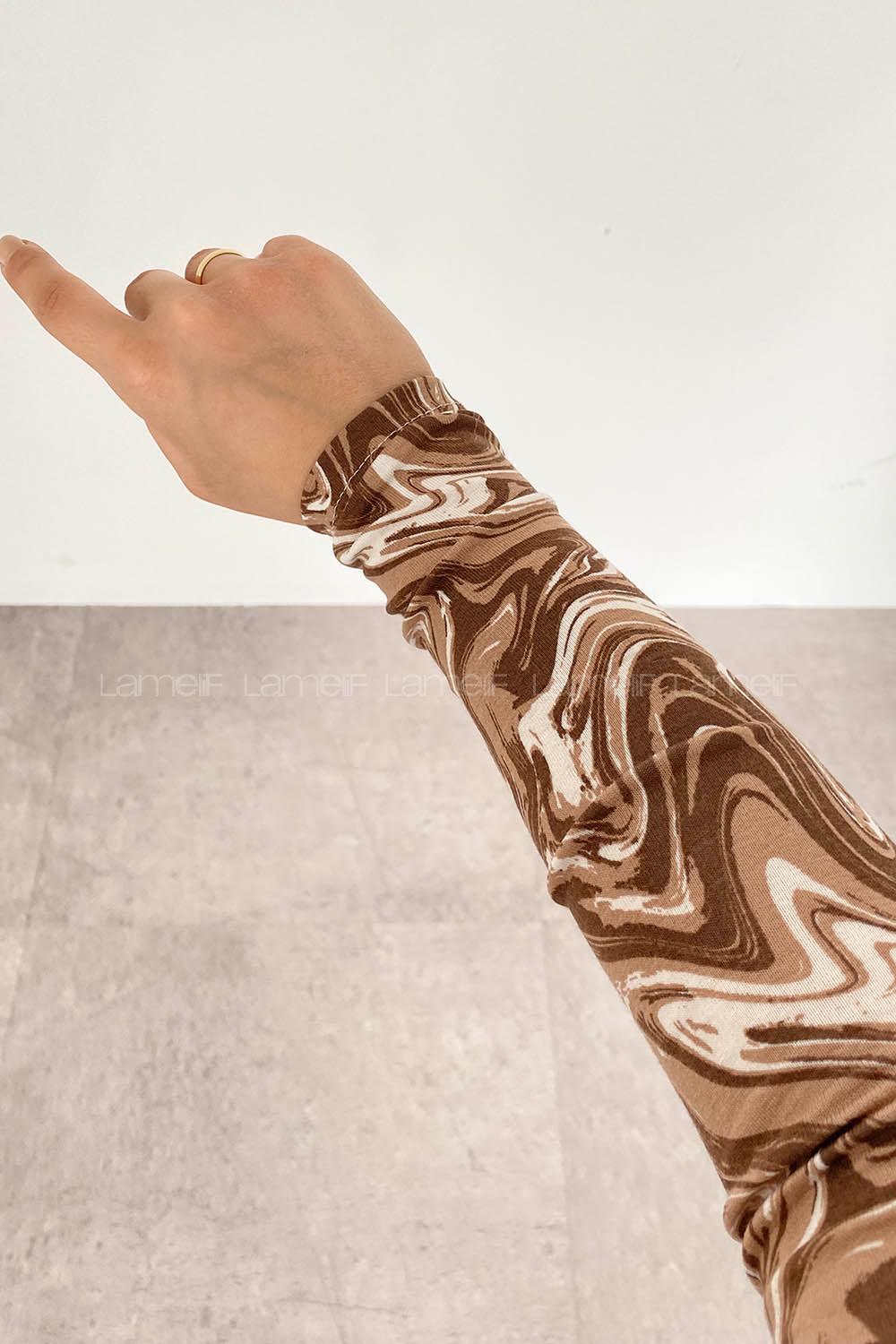 Caramel Mock Turtle Neck Long Arm Viscose Fabric Body