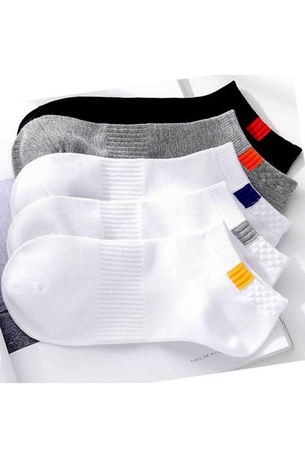 Lamelif 5 Çift Çok Renkli Kadın Bilek Boy Koton Patik Çorap