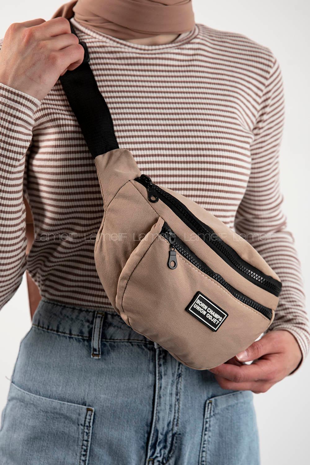 Lamelif Union Model Bel Çanta Vizonrengi
