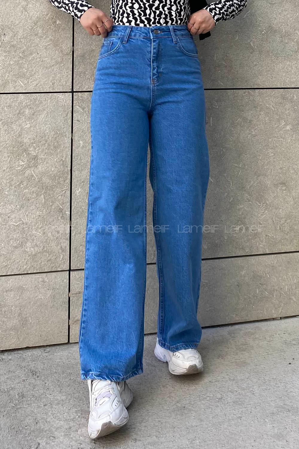Light Blue Denim Normal Waist Denim Pants