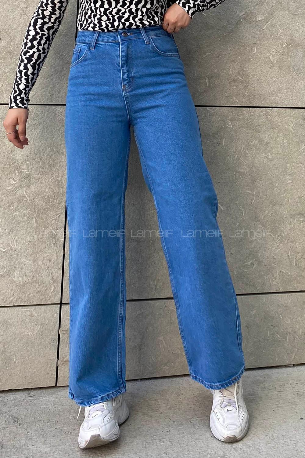 Light Blue Denim Normal Waist Denim Pants