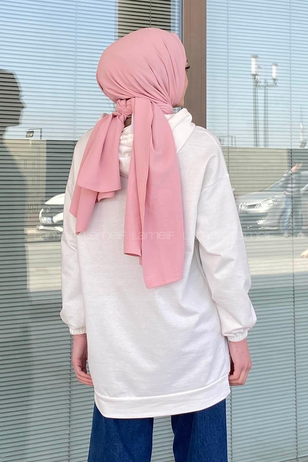 Modalamelif Kapşonlu Kanguru Cep Sweat Beyaz