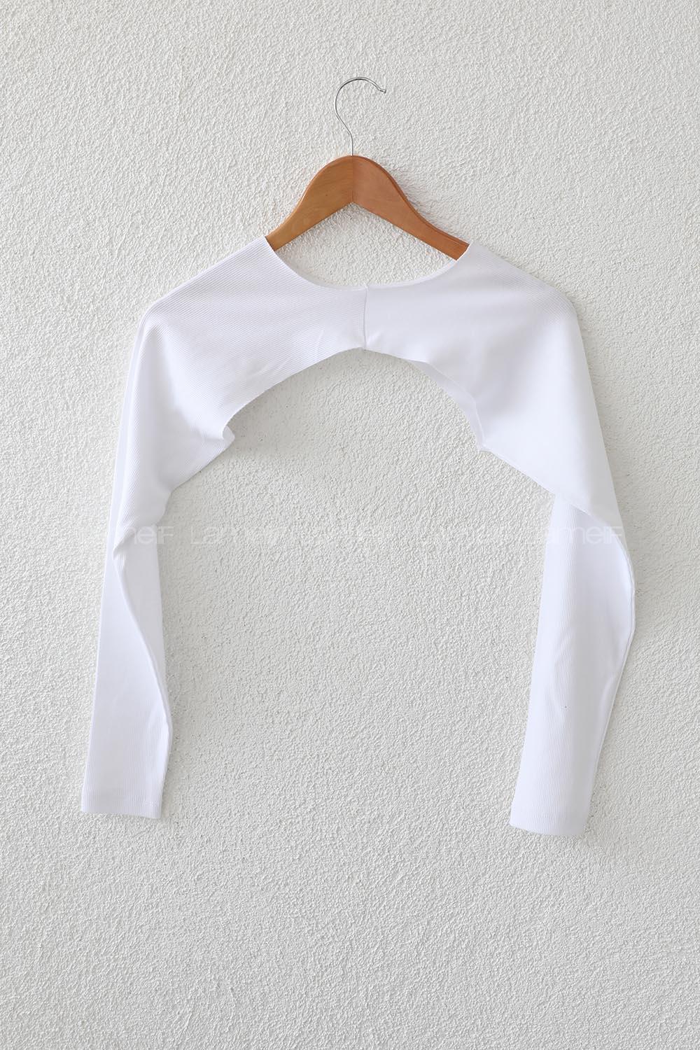 White Medium Crew Neck Long Arm Unprinted Oversleeve