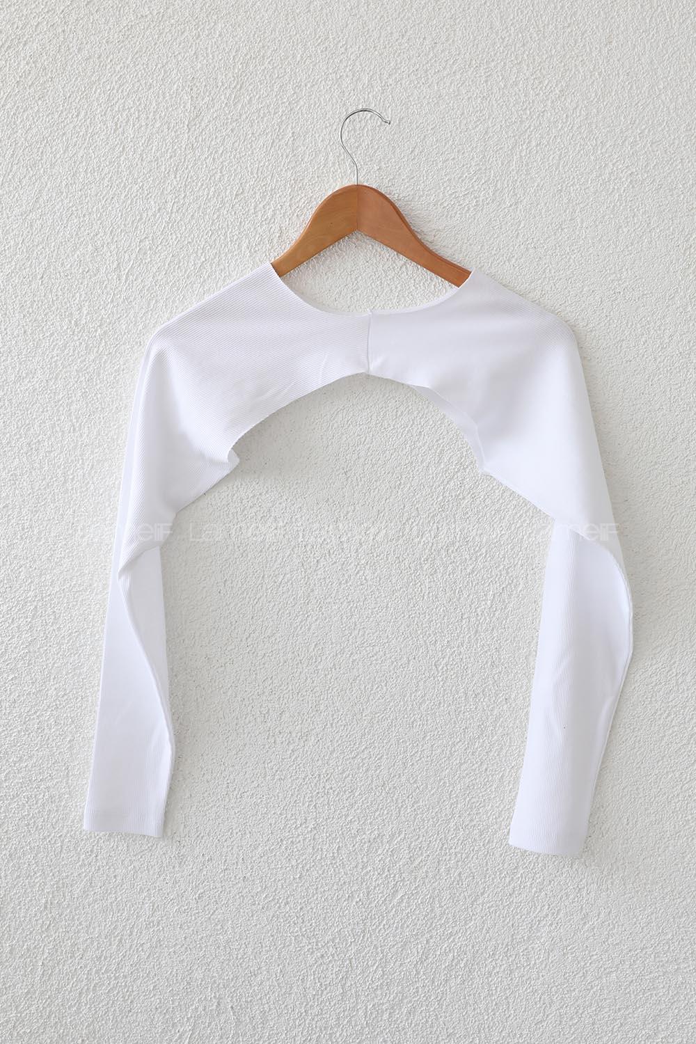 White Medium Crew Neck Long Arm Unprinted Oversleeve