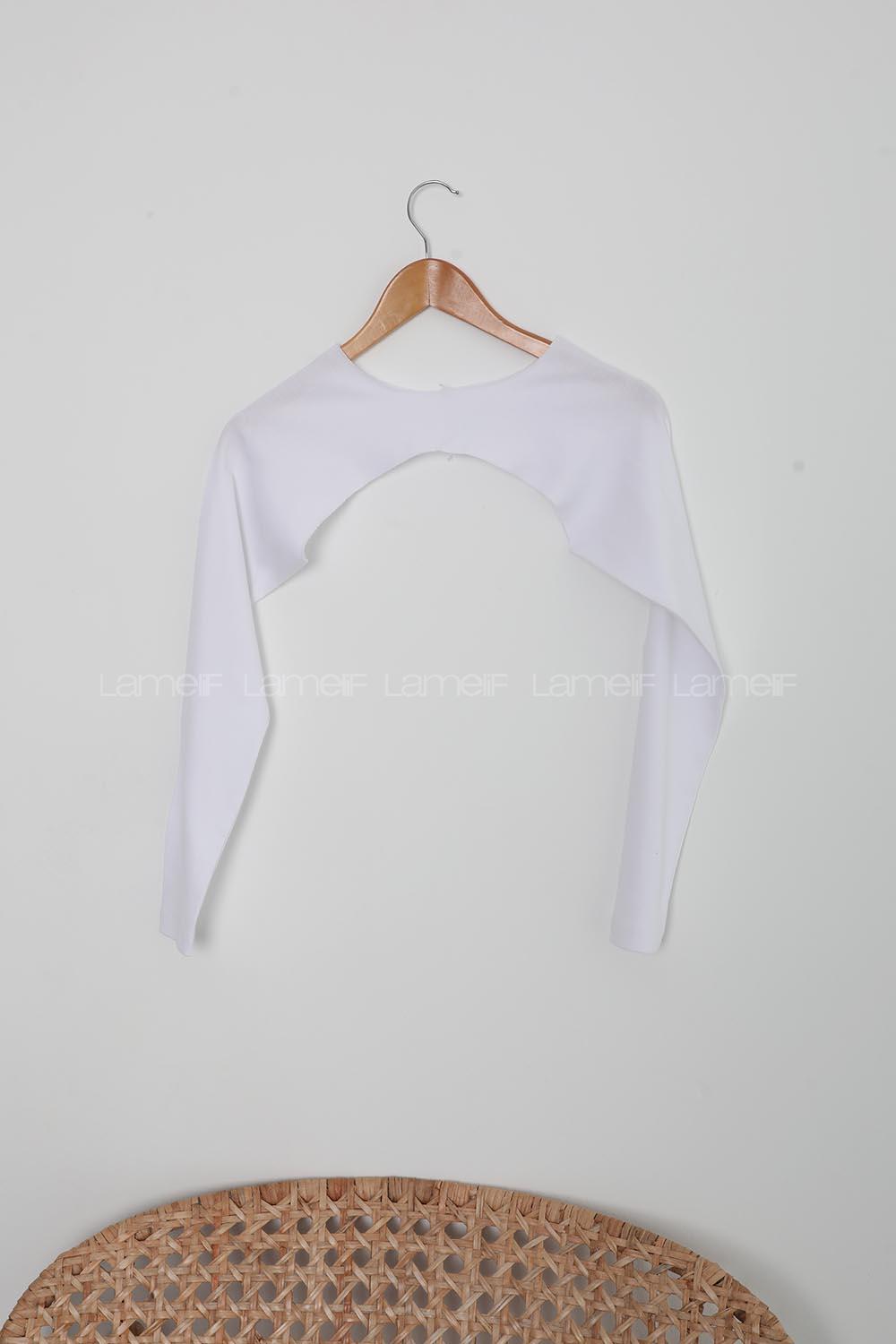 White Medium Crew Neck Long Arm Unprinted Oversleeve
