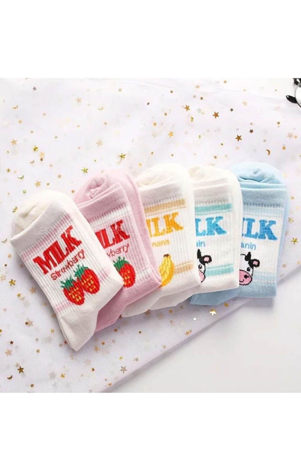 Lamelif Kadın Milk Yazılı Çorap 5 Çift