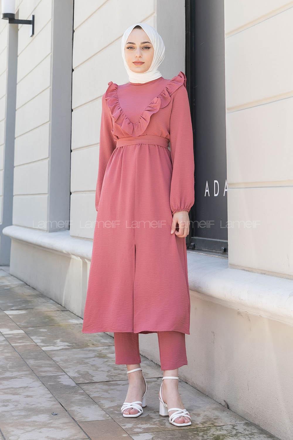 Modalamelif Önü Fırfırlı İkili Takım Gül