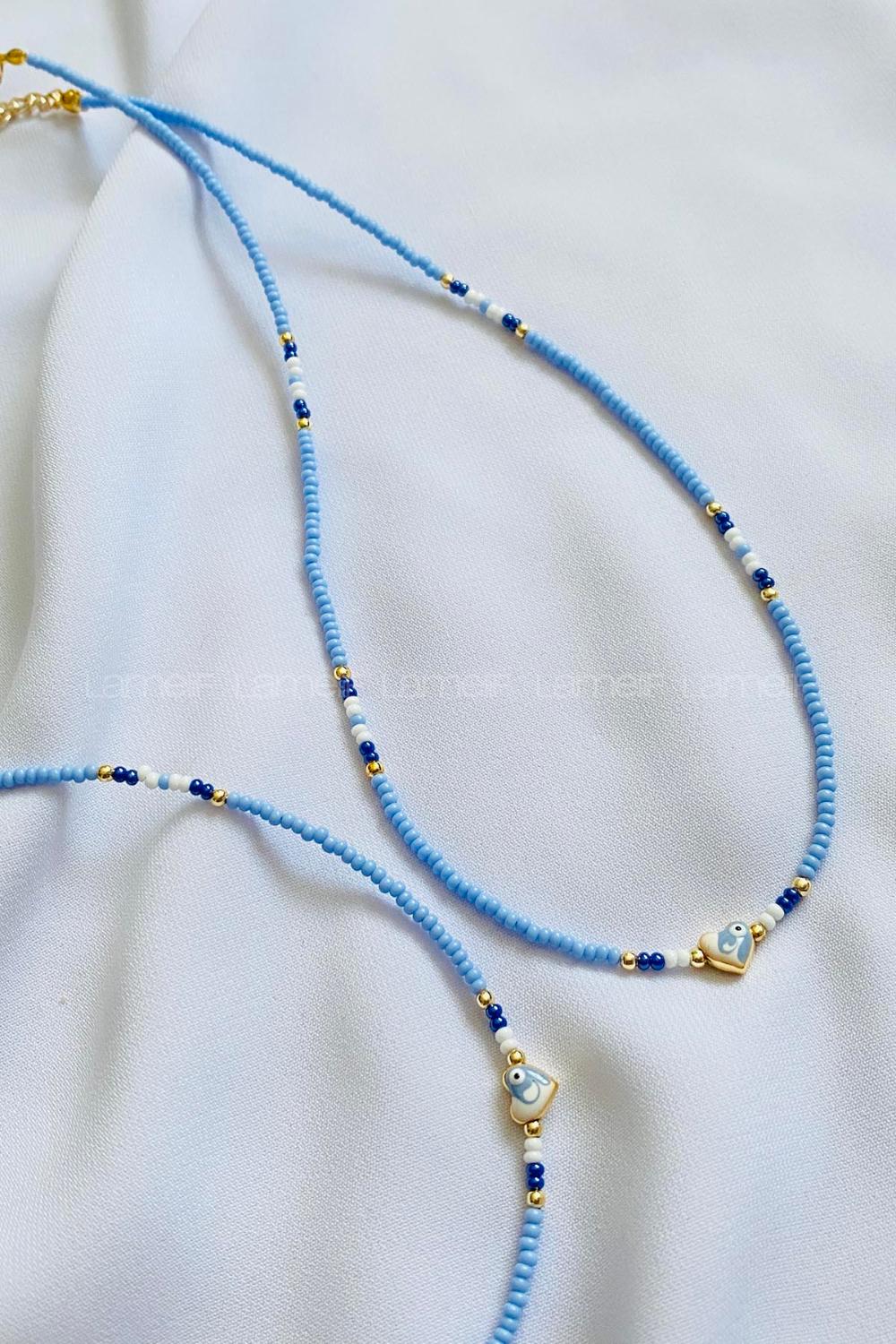 Blue Gold Straight Necklace