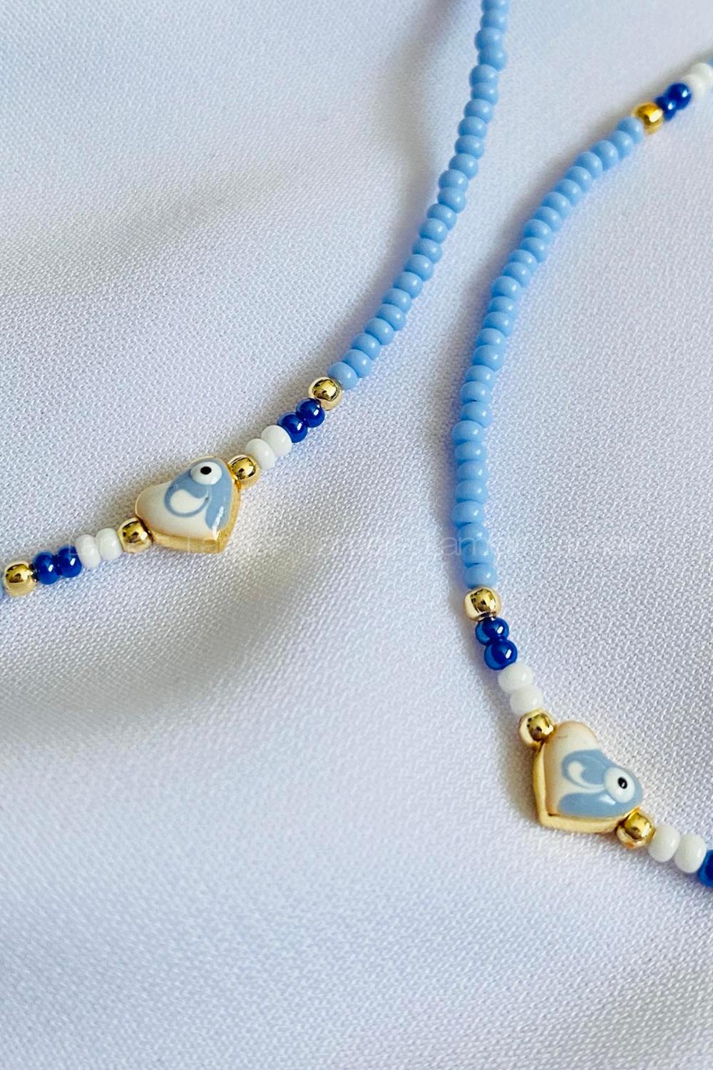Blue Gold Straight Necklace