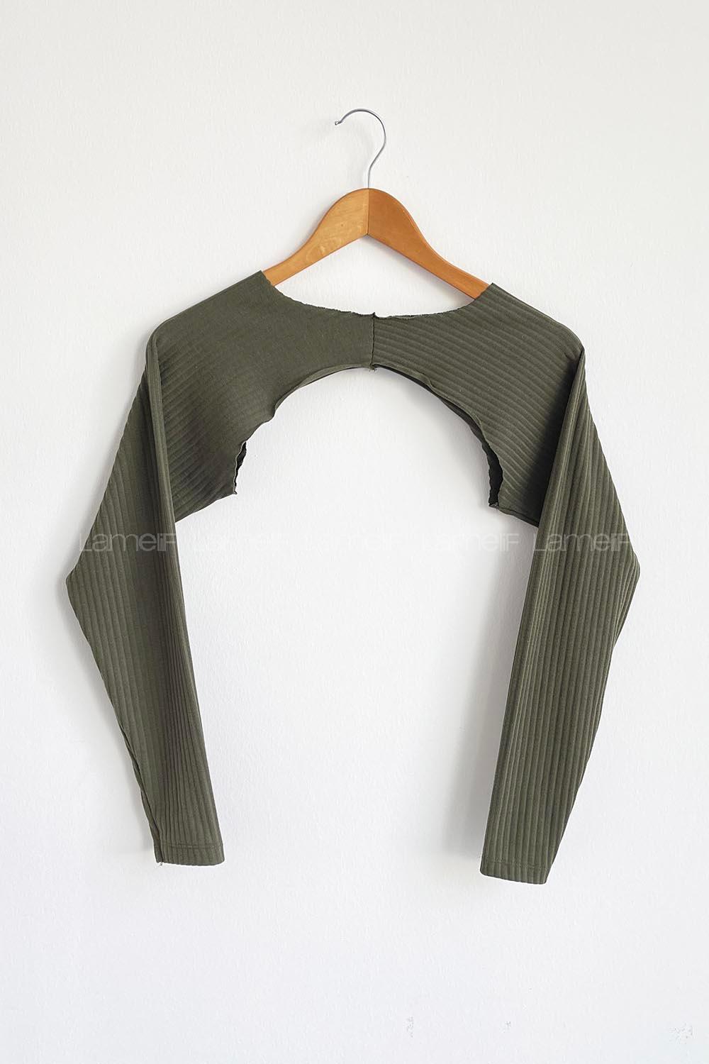 Army Green Medium Crew Neck Long Arm Unprinted Oversleeve