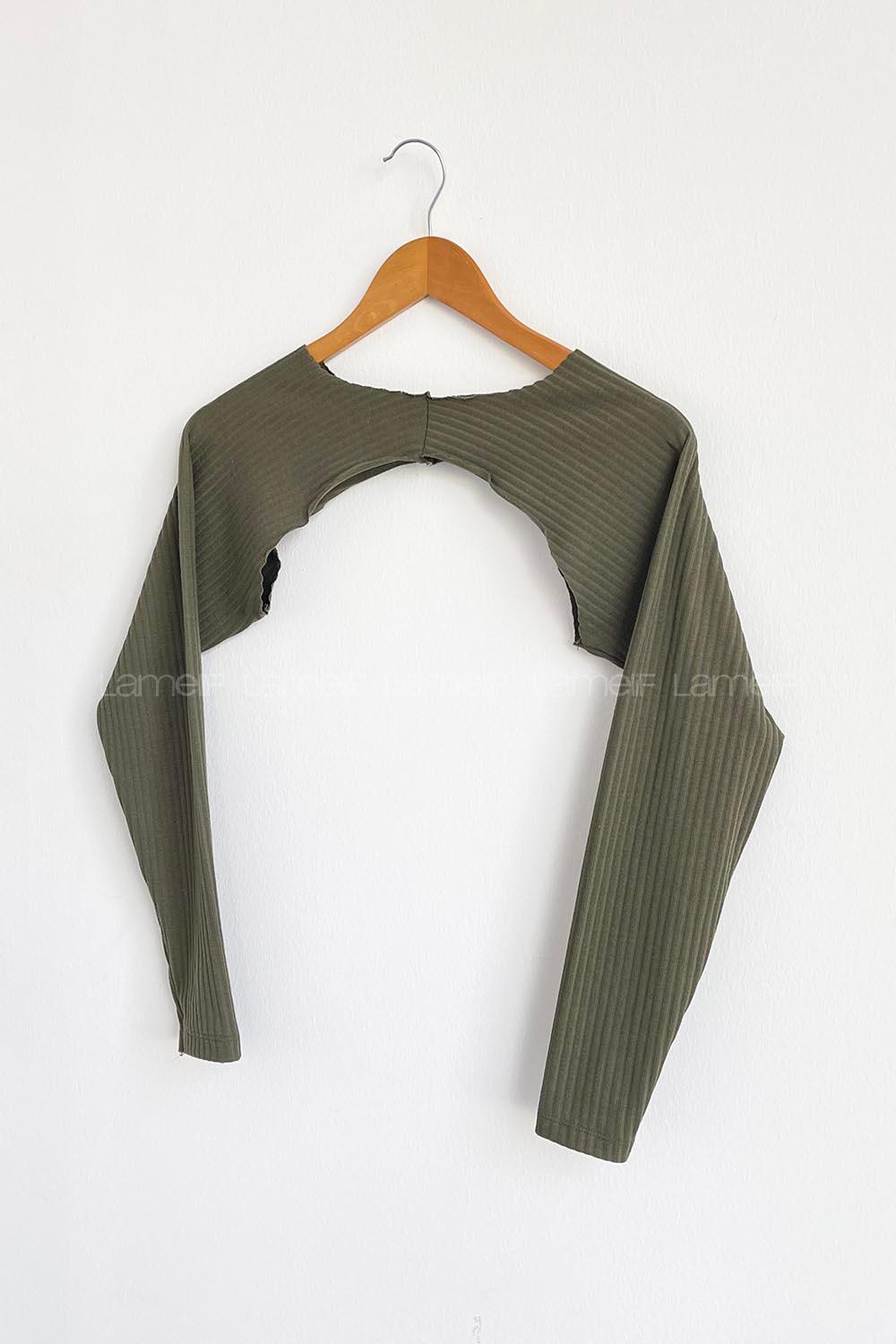 Army Green Medium Crew Neck Long Arm Unprinted Oversleeve