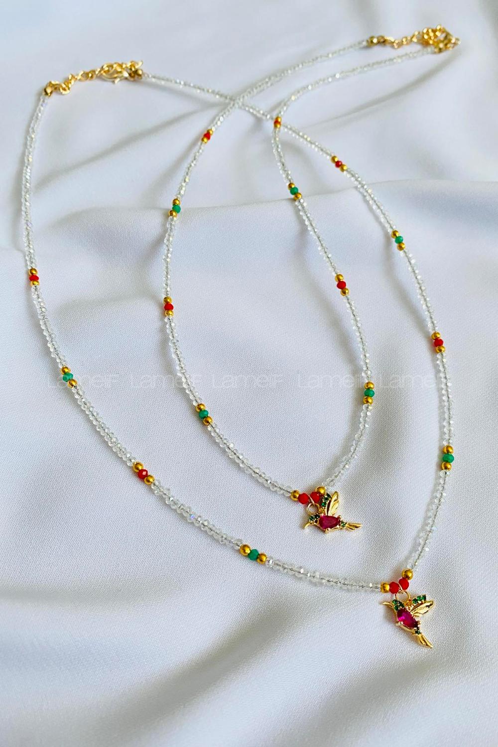 White-1 Gold Straight Necklace