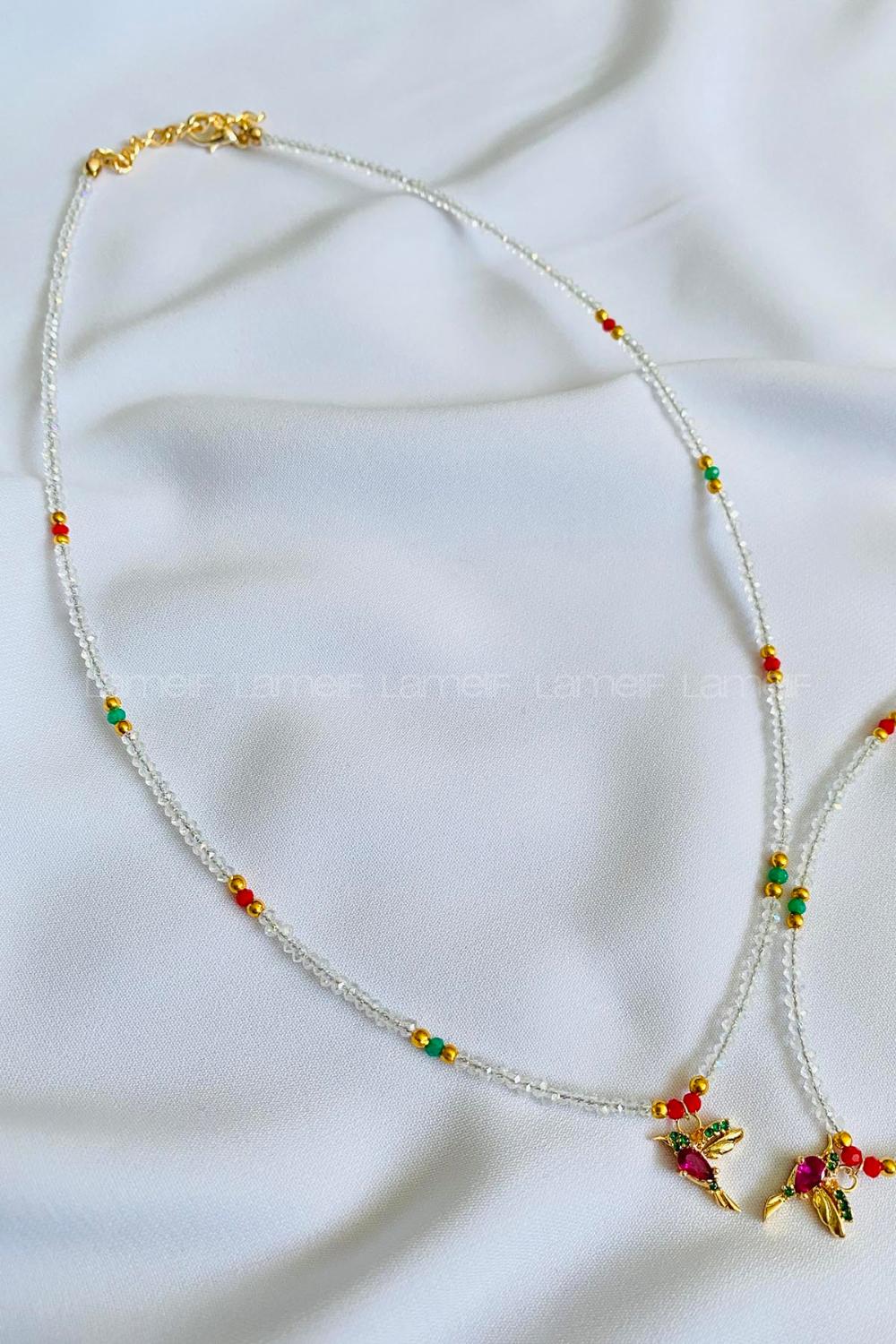 White-1 Gold Straight Necklace