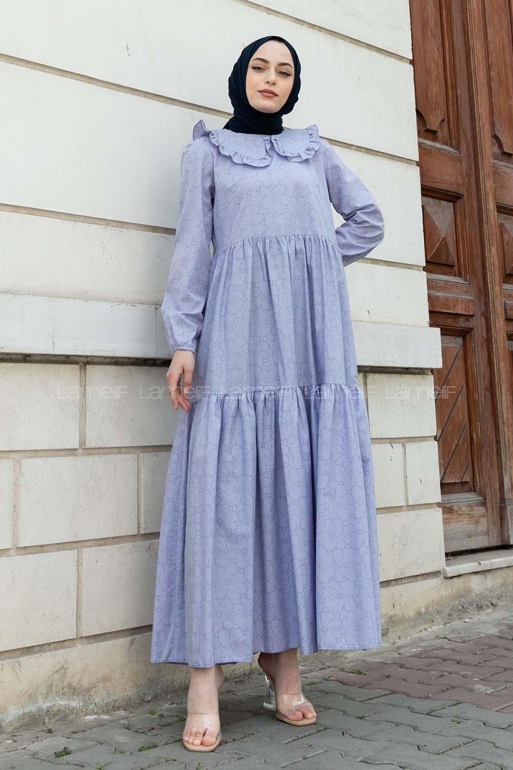 Blue Normal Neck Cotton Printed Dresess