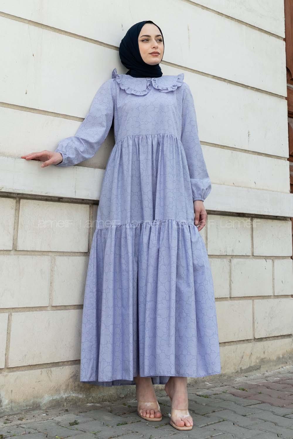 Blue Normal Neck Cotton Printed Dresess