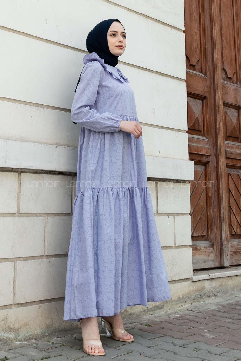 Blue Normal Neck Cotton Printed Dresess