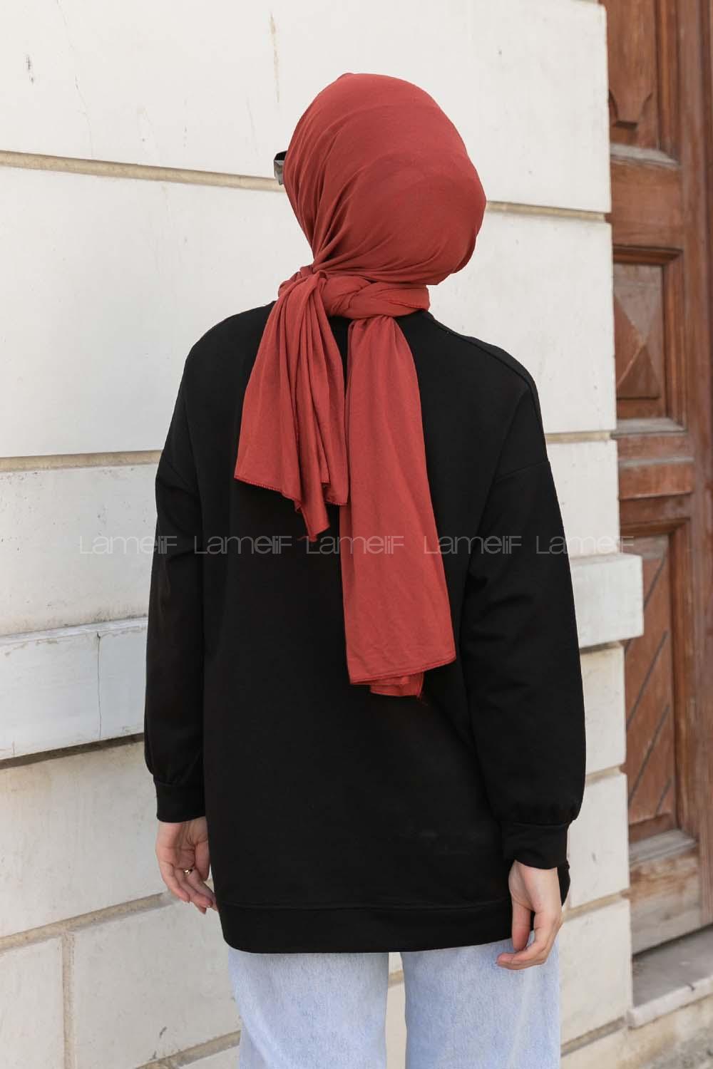 Modalamelif Arapça Baskılı Sweatshirt Siyah