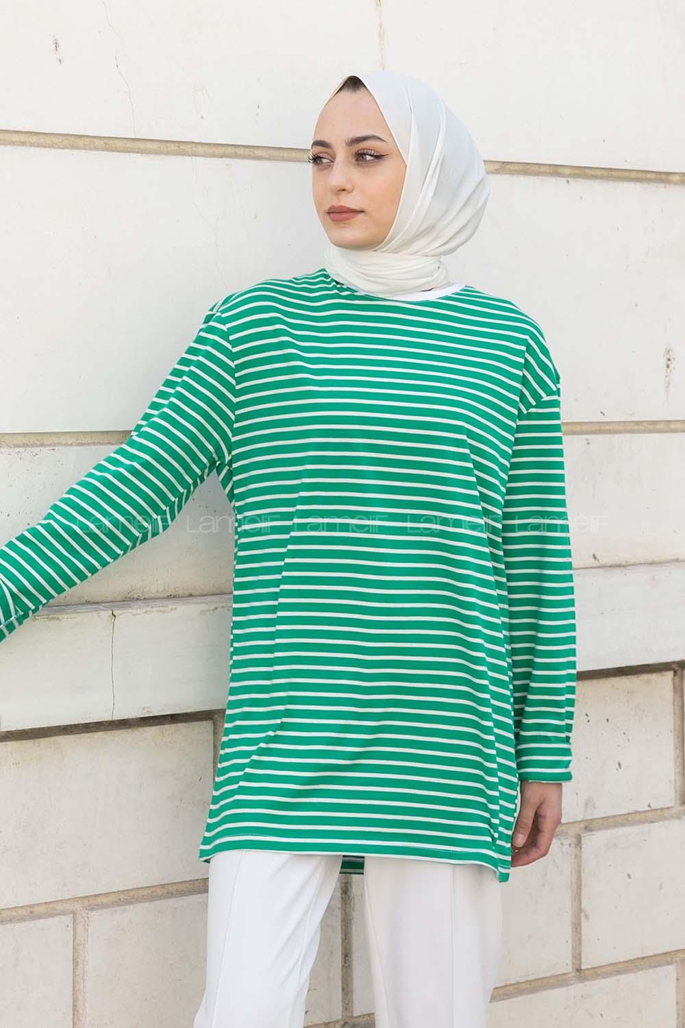 Green Crew Neck Long Arm Unprinted Sweatshirt